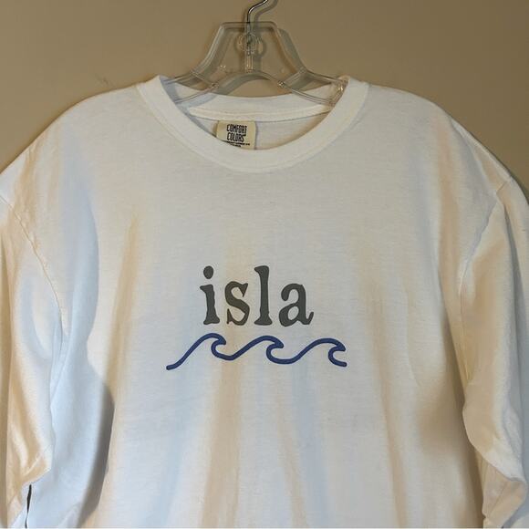 Comfort Colors White Isla South Padre Island TX Long Sleeve Crewneck Tee Size XL - Picture 2 of 8